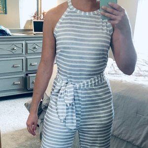 Striped Jumpsuit w/ tie